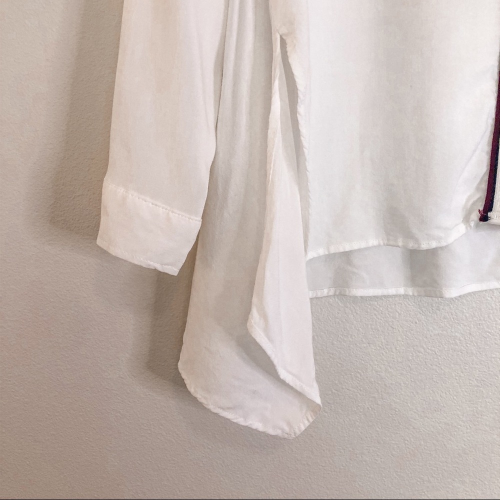 Dear John White Button Down Tunic Blouse Small - image 5